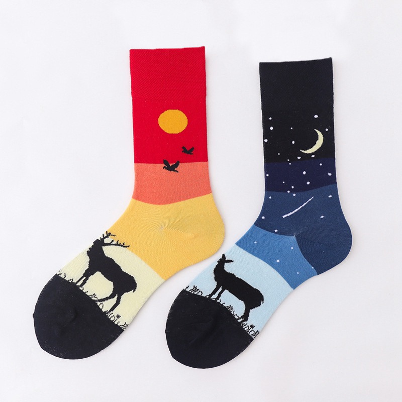 Mid-Calf AB Socks Men and Women Ins Trendy Socks Cartoon Street Cool European and American Version Cotton Socks Fashion Brand Fashionable Asymmetric Socks - Image 20