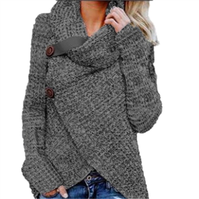 2024 Autumn Winter Sweater Ol Commuter Amazon Amazon Turtleneck Cardigan Solid Color Sweaters Women's Clothing One Piece Dropshipping - Image 5