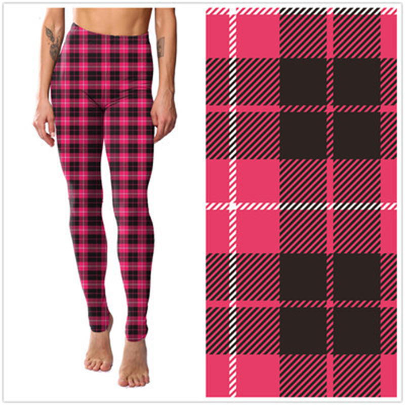 Amazon New European and American Striped Plaid Printed Yoga Pants Women's High Waist Slimming Leggings Yiwu Stall Wholesale - Image 5