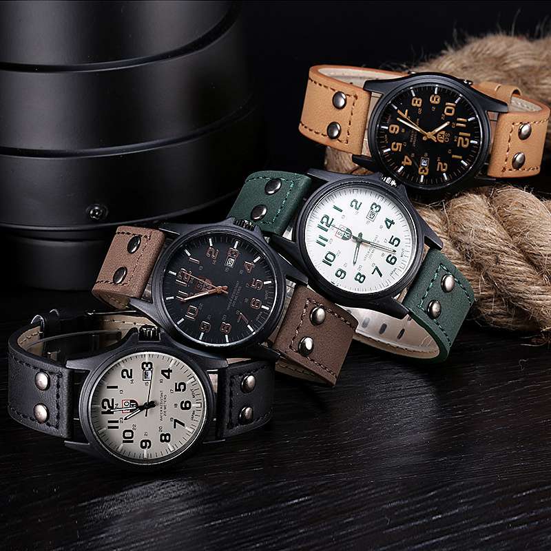 ZZ Men??s Military Leather Date Quartz Analog Army Casual Dress Wrist Watches UK - Image 5