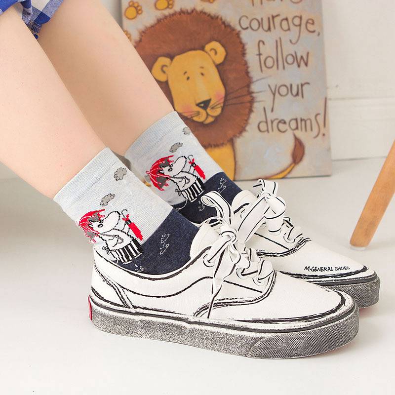 Women's Socks Japanese Cartoons Animation Hippo Women's Mid-Calf Socks Wholesale Cotton Sweat Absorbing Sports Casual Women's Trendy Socks - Image 5