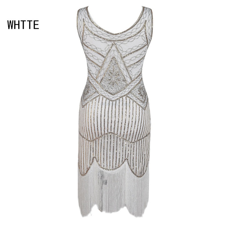1920's Dress Great Gatsby Costume Cocktail Party Sequin Fringe Flapper - Image 8