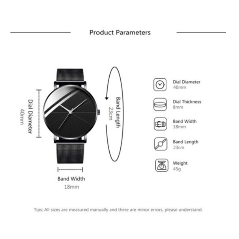 ZZ Men's Ultra Thin Simple Watch Ultra Thin Mesh Strap Stainless Steel Quartz - Image 14
