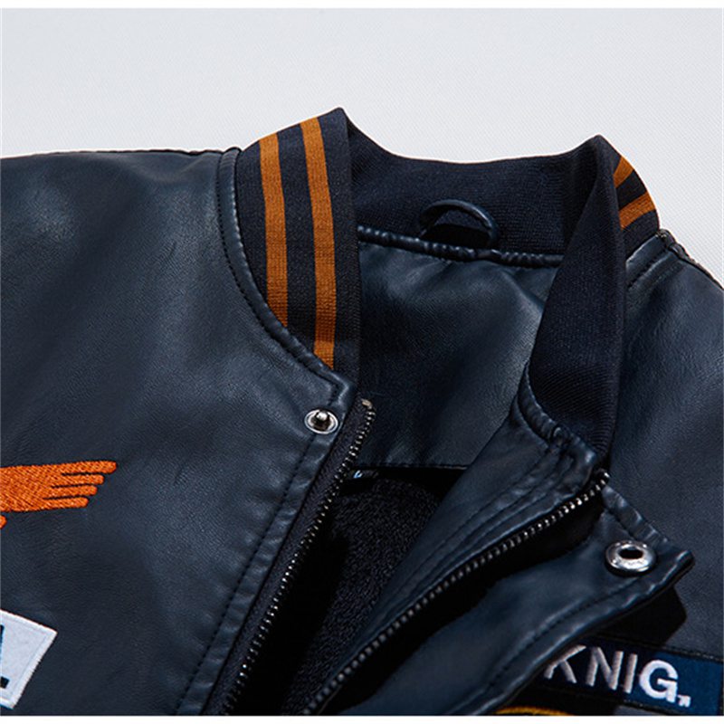 2024 New Motorcycle Leather Clothing Men's Leather Jackets Cross-Border Amazon AliExpress Fashion Embroidery Baseball Uniform - Image 6