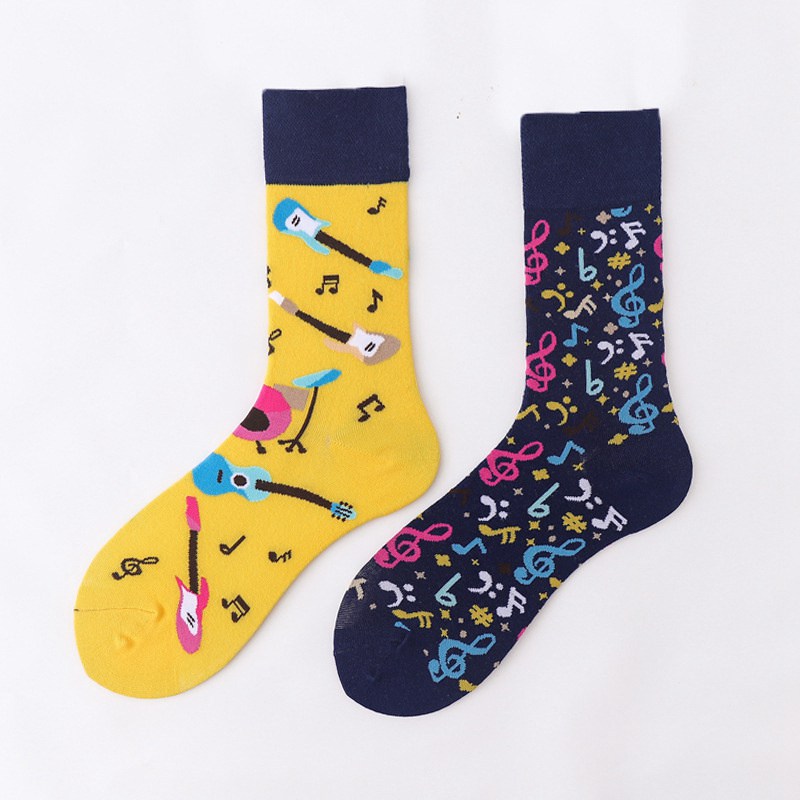 Mid-Calf AB Socks Men and Women Ins Trendy Socks Cartoon Street Cool European and American Version Cotton Socks Fashion Brand Fashionable Asymmetric Socks - Image 19