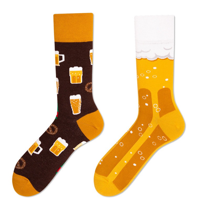 European and American Autumn and Winter New Creative Couple AB Trendy Socks Fashion Personality Trend Cartoon Jacquard Middle Tube Cotton Socks - Image 6
