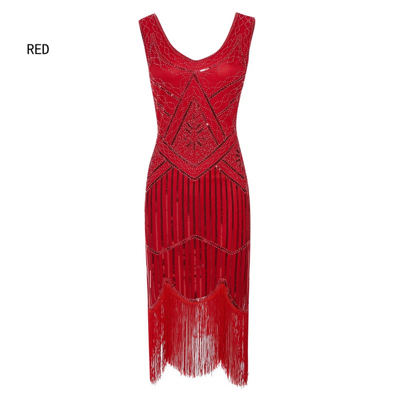 1920's Dress Great Gatsby Costume Cocktail Party Sequin Fringe Flapper - Image 9