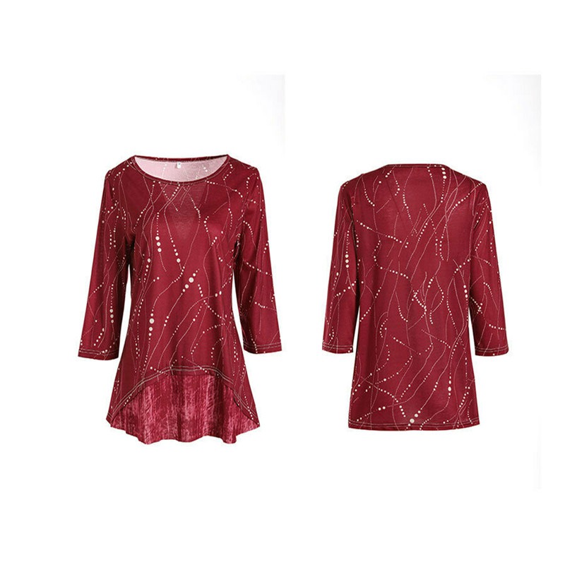 Womens Floral Long Sleeve T-Shirt Tunic Tops Ladies Casual Blouse Tee Plus Size - Image 7