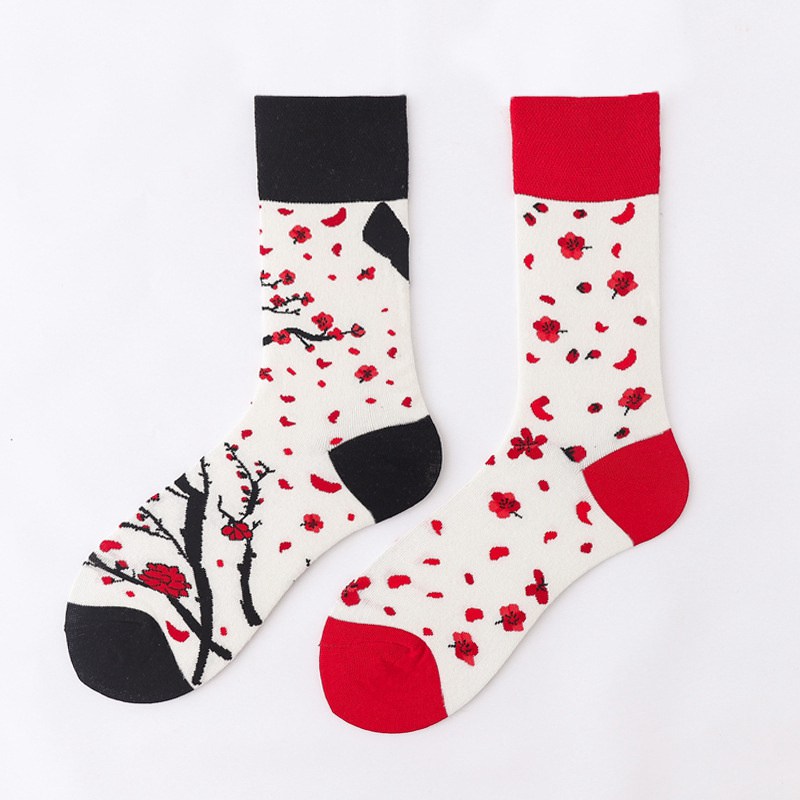 Mid-Calf AB Socks Men and Women Ins Trendy Socks Cartoon Street Cool European and American Version Cotton Socks Fashion Brand Fashionable Asymmetric Socks - Image 18