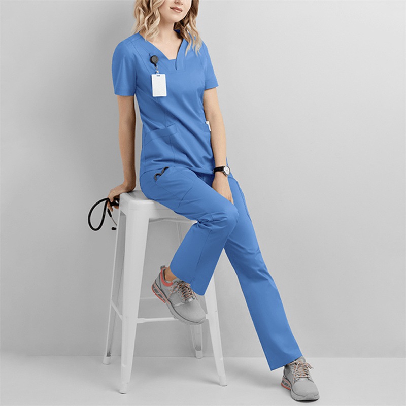 Amazon Operating Room Short Sleeve Hand Washing Suit Women's Jacket Short T Work Clothes Nurse Surgeon Disposable Protective Coveralls Work Clothes B - Image 7