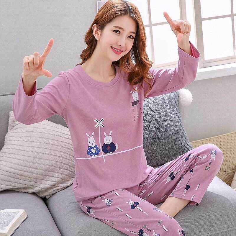 Spring and Autumn Cartoon Long Sleeve Pajamas Women's Trousers Large Size Cute Women's Winter Homewear Suit - Image 7
