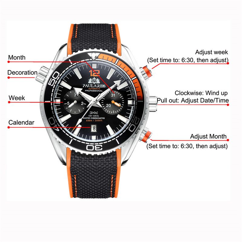 ZGAutomatic Mechanical Luminous Canvas Rubber Band Men's Watch - Image 16