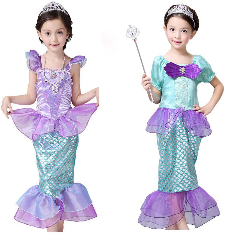 Girls Little Mermaid Ariel Princess Cosplay Costumes For Kids Baby Girl Mermaid Disney Dress Up Sets Children Halloween Clothing - Image 10