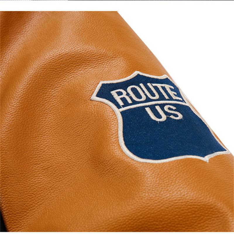 2024 New Motorcycle Leather Clothing Men's Leather Jackets Cross-Border Amazon AliExpress Fashion Embroidery Baseball Uniform - Image 8
