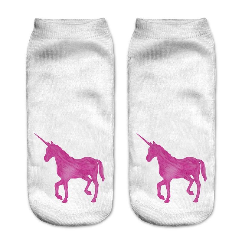 3D Digital Printing Socks Unicorn Unicorn Animal Expression Emoji Personality Boat Socks Women's Short Socks - Image 8