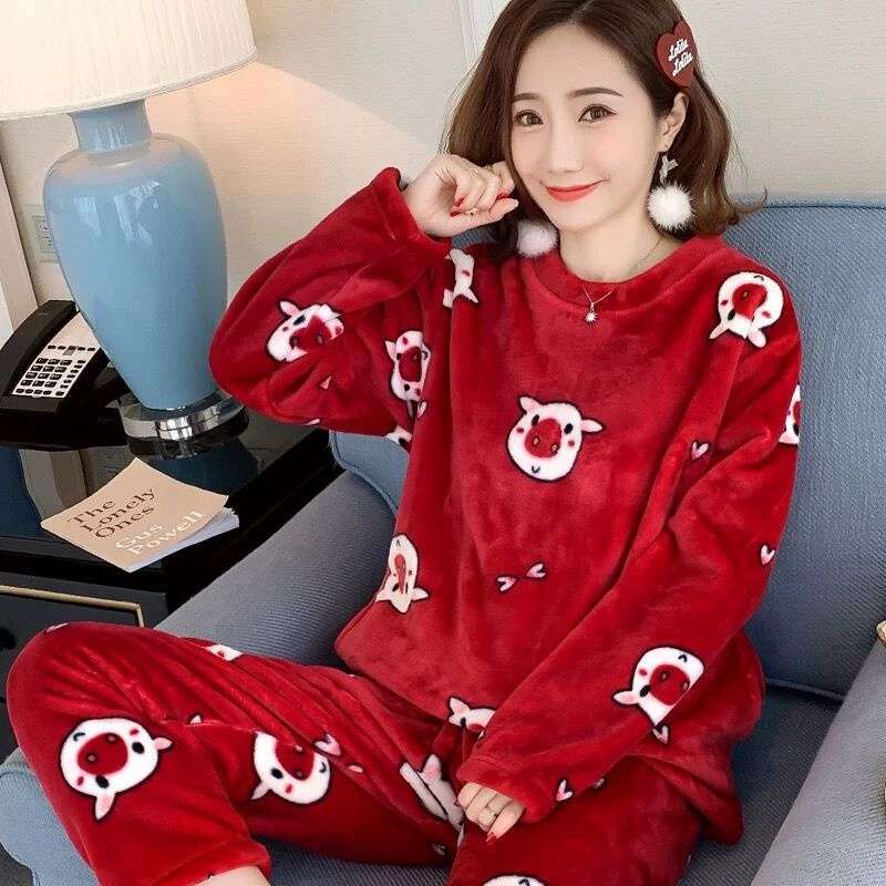 Flannel Women Pajamas Sets New 2024 Autumn Winter Warm Thick Coral Velvet Long Sleeve Cartoon Sleepwear Home Pijamas Set Girl - Image 34
