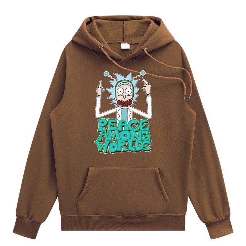 2024 Men Fashion Brands Pullover Leisure Hoodie Fleece-Lined Rick Morty Printed European and American Style Men's Clothing Sweatshirt - Image 9