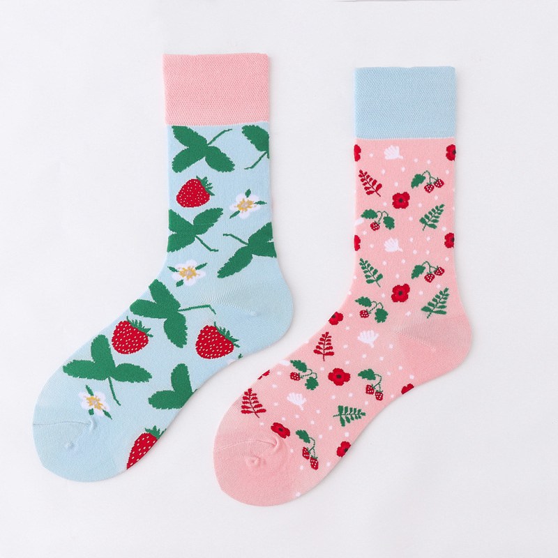Mid-Calf AB Socks Men and Women Ins Trendy Socks Cartoon Street Cool European and American Version Cotton Socks Fashion Brand Fashionable Asymmetric Socks - Image 16