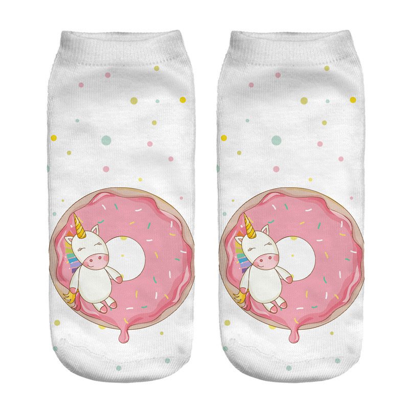 3D Digital Printing Socks Unicorn Unicorn Animal Expression Emoji Personality Boat Socks Women's Short Socks - Image 9