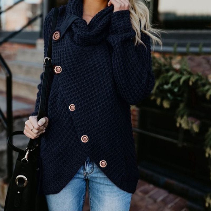 2024 Autumn Winter Sweater Ol Commuter Amazon Amazon Turtleneck Cardigan Solid Color Sweaters Women's Clothing One Piece Dropshipping - Image 9
