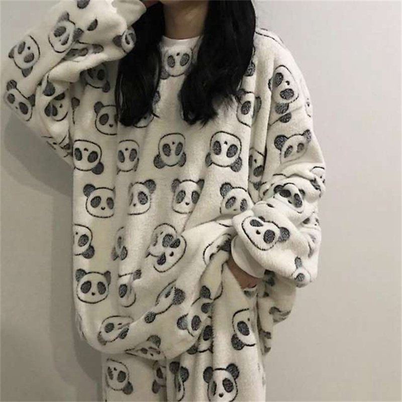 Flannel Women Pajamas Sets New 2024 Autumn Winter Warm Thick Coral Velvet Long Sleeve Cartoon Sleepwear Home Pijamas Set Girl - Image 33