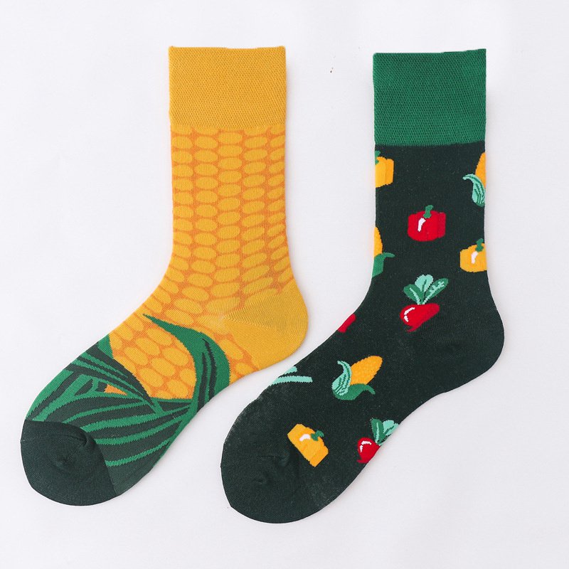 Mid-Calf AB Socks Men and Women Ins Trendy Socks Cartoon Street Cool European and American Version Cotton Socks Fashion Brand Fashionable Asymmetric Socks - Image 15