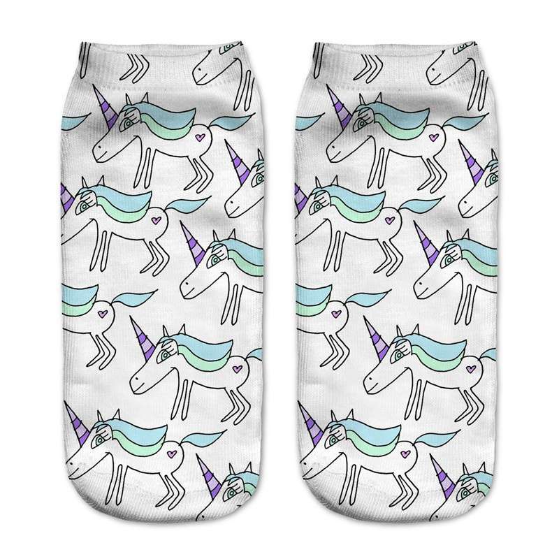 3D Digital Printing Socks Unicorn Unicorn Animal Expression Emoji Personality Boat Socks Women's Short Socks - Image 10