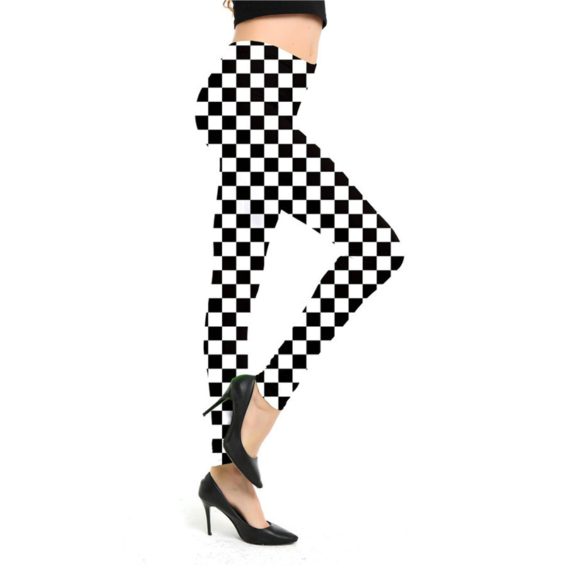 Amazon New European and American Striped Plaid Printed Yoga Pants Women's High Waist Slimming Leggings Yiwu Stall Wholesale - Image 14