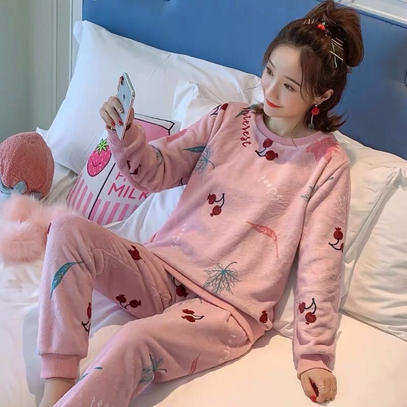 Flannel Women Pajamas Sets New 2024 Autumn Winter Warm Thick Coral Velvet Long Sleeve Cartoon Sleepwear Home Pijamas Set Girl - Image 32