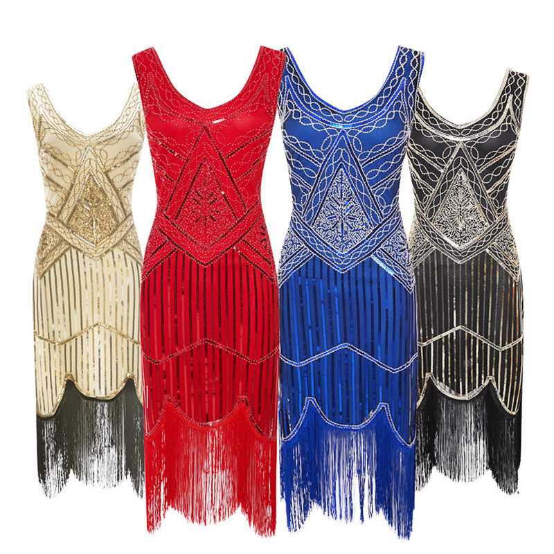 1920's Dress Great Gatsby Costume Cocktail Party Sequin Fringe Flapper - Image 2