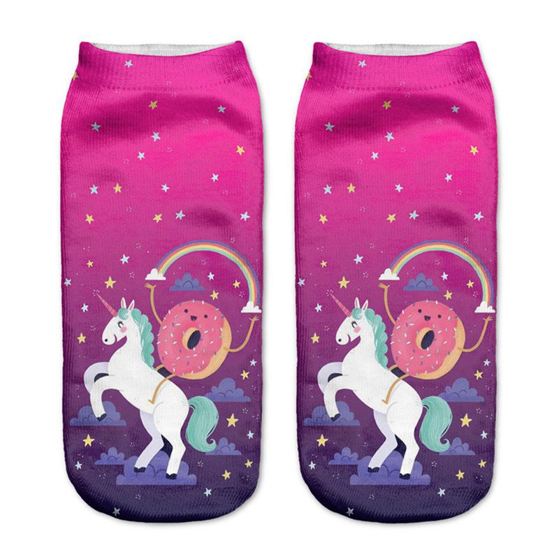 3D Digital Printing Socks Unicorn Unicorn Animal Expression Emoji Personality Boat Socks Women's Short Socks - Image 11