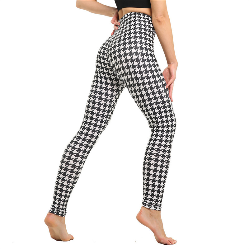 Amazon New European and American Striped Plaid Printed Yoga Pants Women's High Waist Slimming Leggings Yiwu Stall Wholesale - Image 9
