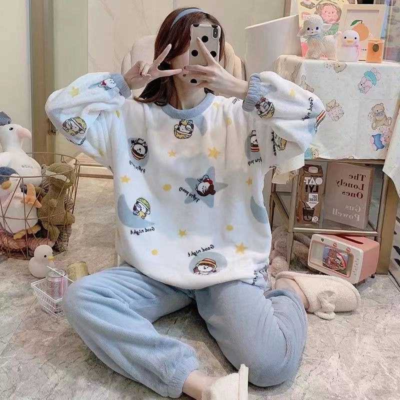 Flannel Women Pajamas Sets New 2024 Autumn Winter Warm Thick Coral Velvet Long Sleeve Cartoon Sleepwear Home Pijamas Set Girl - Image 31