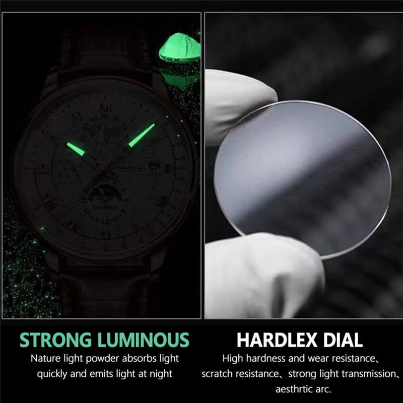 ZZ Men Watch Leather Waterproof Luminous Mens Quartz Wristwatch Casual Man Watches - Image 3