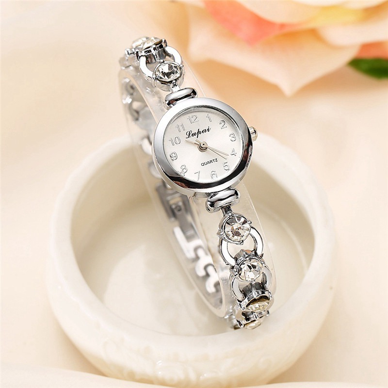 ZZ Luxury Women's Bling Crystal Bracelet Watch Stainless Steel Quartz Wrist Watches - Image 2