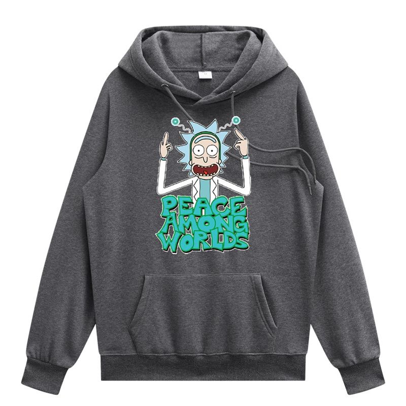 2024 Men Fashion Brands Pullover Leisure Hoodie Fleece-Lined Rick Morty Printed European and American Style Men's Clothing Sweatshirt - Image 10