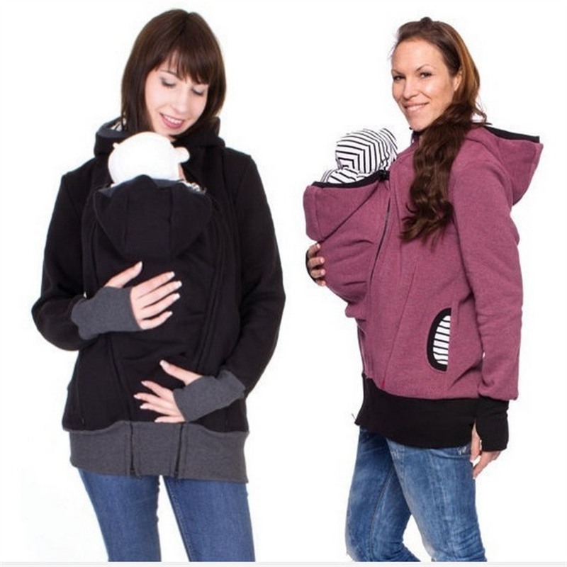 2024 Autumn and Winter Popular European and American Three-in-One Multi-Functional Kangaroo Hooded Mom Sweater in Stock Wholesale Autumn and Winter - Image 3