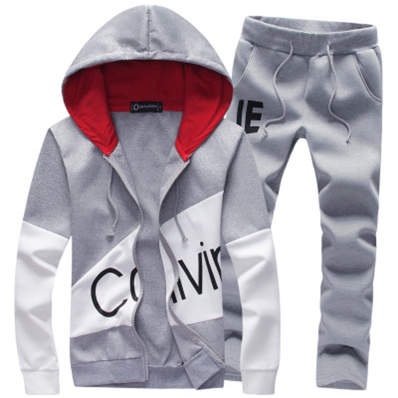 Spring and Autumn New Men's Cardigan Sweater Suit Korean Style Hooded Slim Fit Printed Sportswear Casual Suit for Men - Image 2