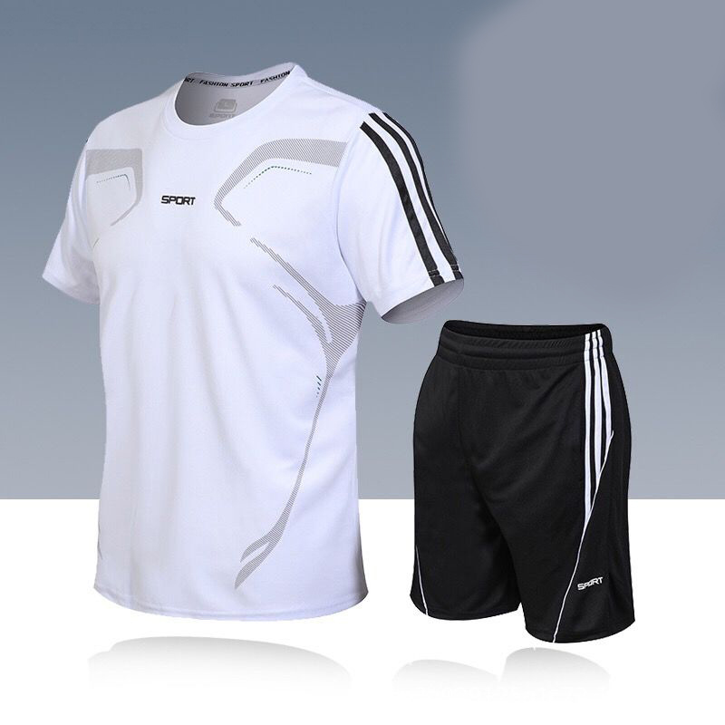 Men's Sports Suit Men's Summer Shorts Two-Piece Suit Men's Quick-Drying Short-Sleeved T-shirt Sportswear Casual Pants Loose - Image 2