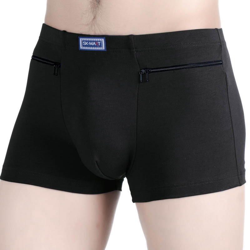 Men's Pockets Underwear Anti-theft Briefs Boxer Panties,two Zippers Pockets Cotton Underpants,mens Boxers Briefs,booty shorts - Image 2