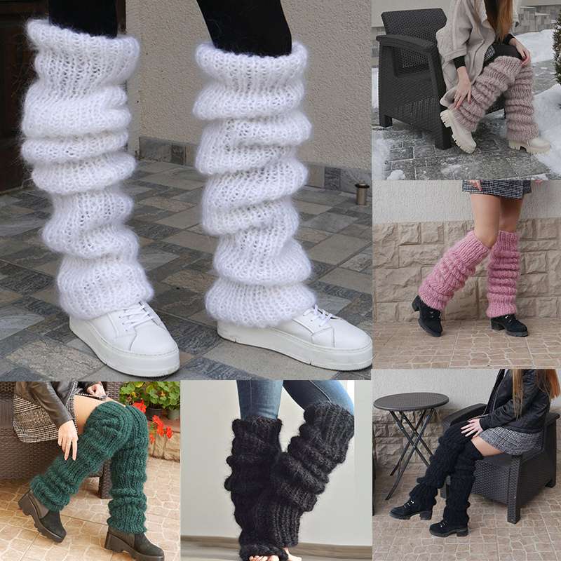 MXMA Women Casual Over Knee Stockings Winter Chunky Knitted Mohair Long Leg Warmers - Image 8