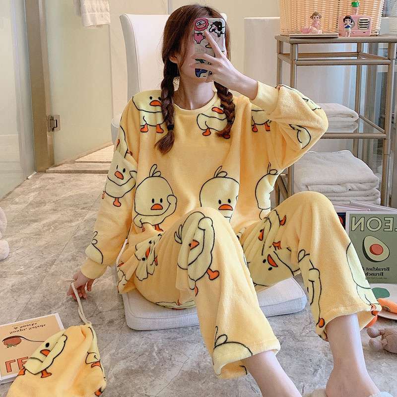 Flannel Women Pajamas Sets New 2024 Autumn Winter Warm Thick Coral Velvet Long Sleeve Cartoon Sleepwear Home Pijamas Set Girl - Image 30