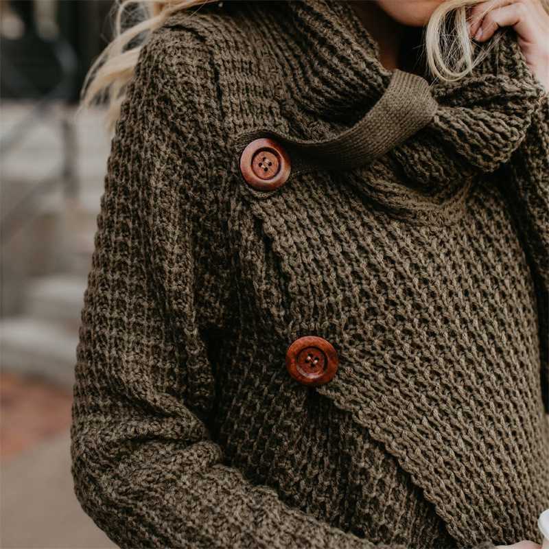 2024 Autumn Winter Sweater Ol Commuter Amazon Amazon Turtleneck Cardigan Solid Color Sweaters Women's Clothing One Piece Dropshipping - Image 12