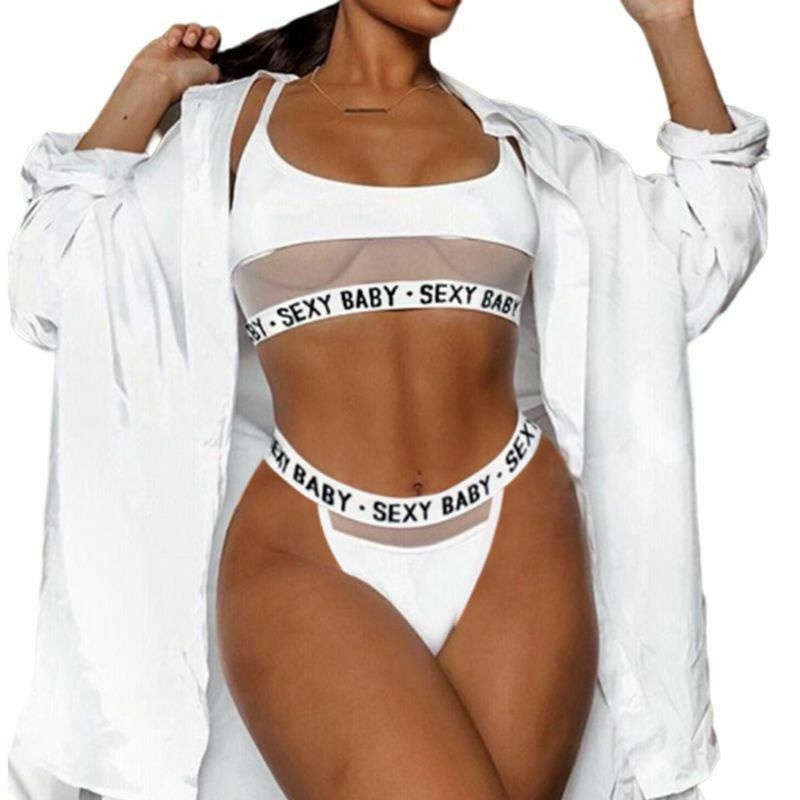 Exclusive for Cross-Border European and American Foreign Trade Sexy Lingerie Sexy Cutout Letters Three-Point Women's Split Underwear T1157 - Image 2