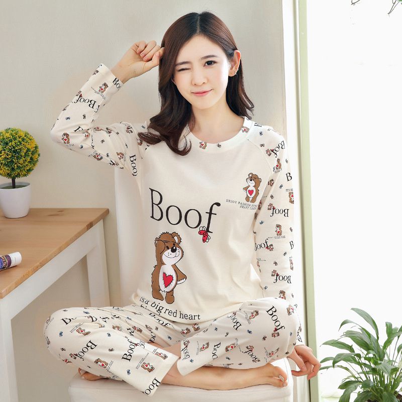 Spring and Autumn Cartoon Long Sleeve Pajamas Women's Trousers Large Size Cute Women's Winter Homewear Suit - Image 12
