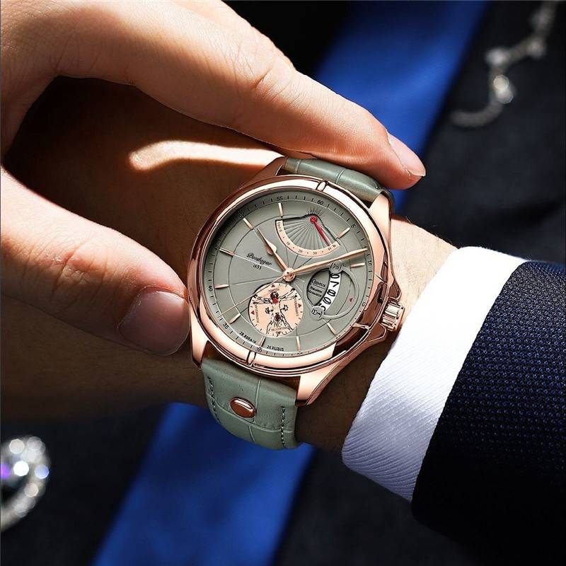 ZZ Men Watch Sport Men's Wristwatch Waterproof Luminous Leather Date Quartz Watches