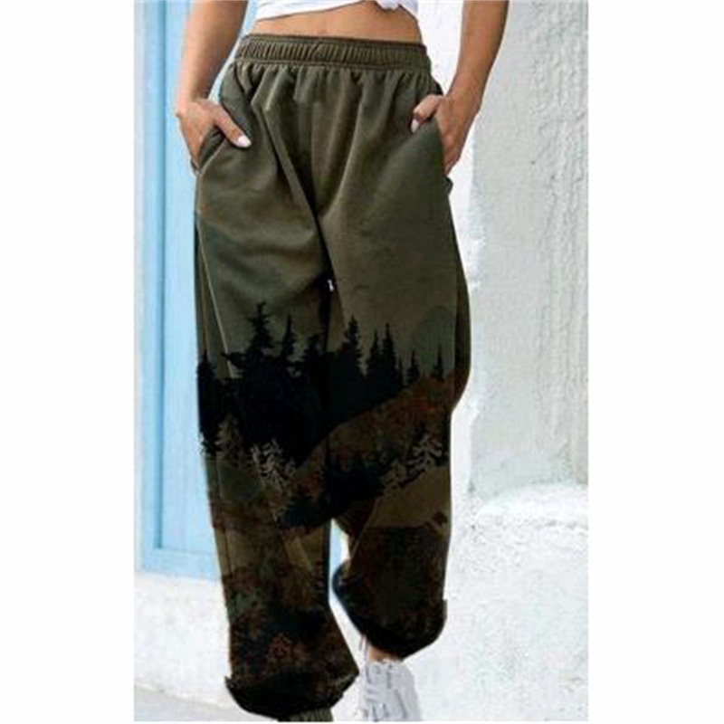 2024 Amazon Wish New Best Seller in Europe and America Girls Casual Trousers Fashion Loose Landscape Printing Pants - Image 2