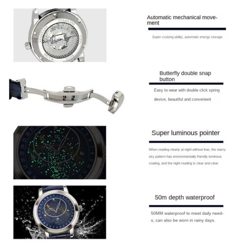 Men's Rotating Starry Sky Automatic Mechanical Watch Luminous Business Fashion - Image 12