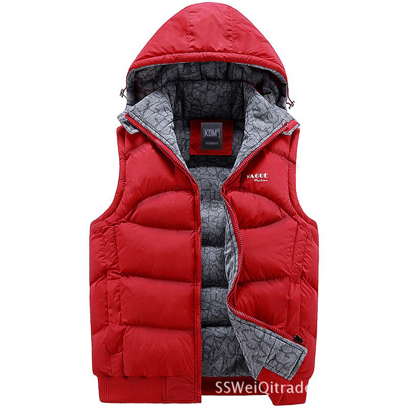 Cold-Resistant down Cotton Vest Men's Detachable Hat Sports Cotton Vest Thickened Men's Coat One Piece Dropshipping 8925 - Image 2