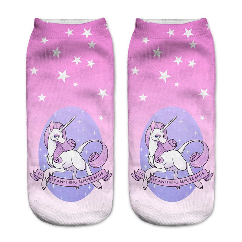 3D Digital Printing Socks Unicorn Unicorn Animal Expression Emoji Personality Boat Socks Women's Short Socks - Image 13